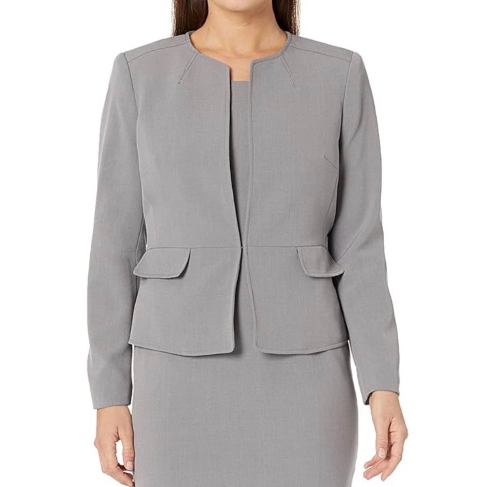 Le Suit Open Front Blazer – Granite Gray – Size 10P – NWT